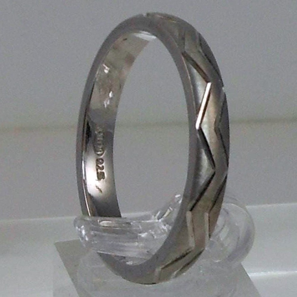 Vintage 925 Sterling Silver‎ Diamond-Cut Ring Thailand Handcrafted Size 12 NOS - Picture 8 of 9